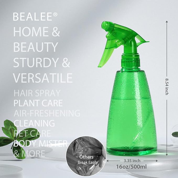 Bealee Spray Bottles 3-Pack, 16 Oz, Mist & Stream, Plastic Water Spray Bottle - Image 5