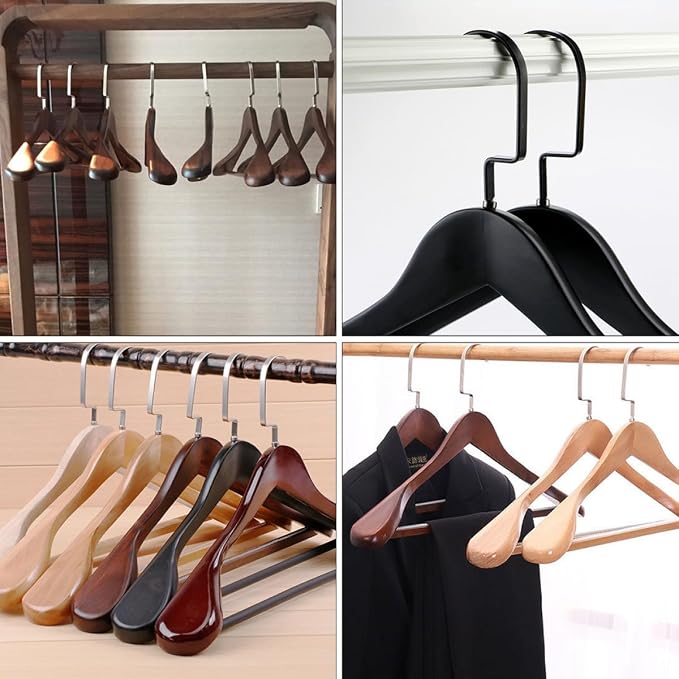 Thickened Wide Shoulder Solid Wood Coat Hanger Non-Slip Practical Suit and - Image 5