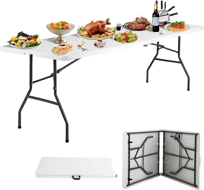 HKLGorg Folding Table, Heavy Duty Plastic Folding Utility Table Indoor Outdoor by HKLGorg
