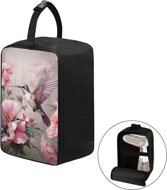 Steamer Carrying Case Pink Hummingbird Lightweight Zippered Organizer - Image 2