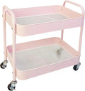 2 Tier Pink Rolling Cart with Wheels by LIWNYRK