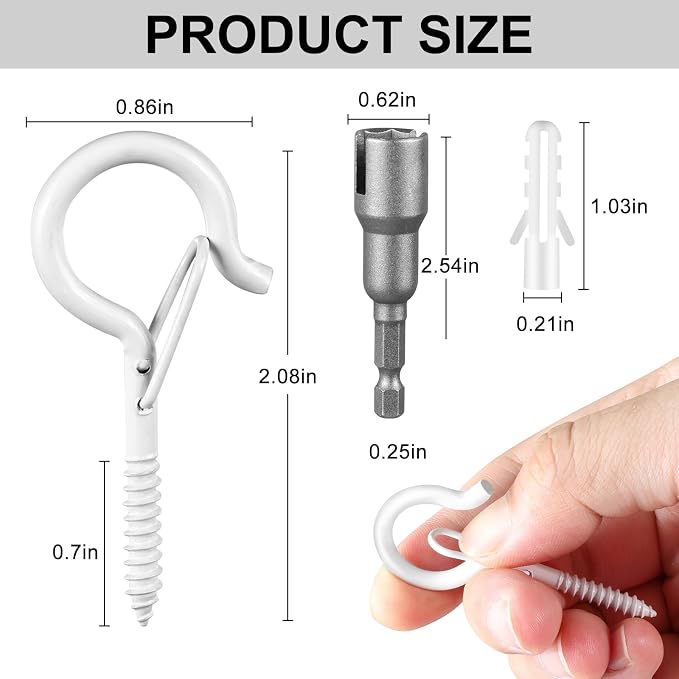 50 Pcs Screw-in Hooks for Outdoor String Lights, Q Hangers Hooks for Outside - Image 5