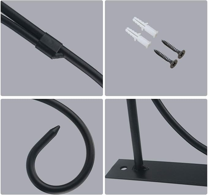 Tinsow 2 Pcs Plant Bracket Iron Wall Hooks Straight Downcurled Hanging - Image 3