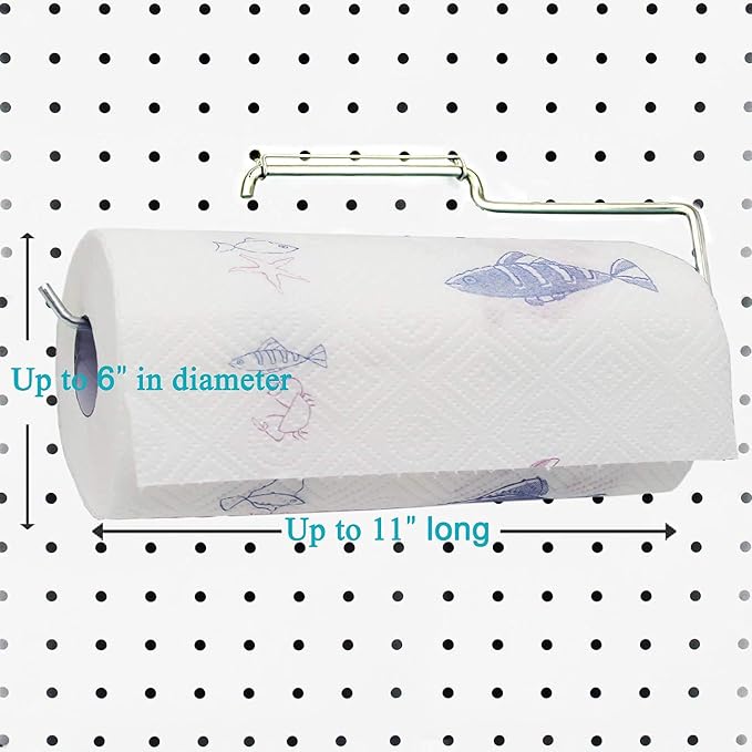 1 Pack Sturdy Steel Pegboard Paper Towel Holder | Hook to Anywhere Standard - Image 4