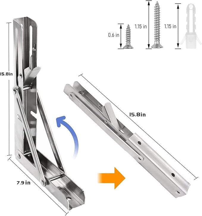 Folding Shelf Brackets 16 inch 4 Pcs Max. Load 350lb - Image 2