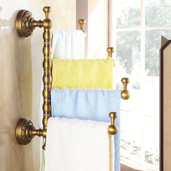 Vintage Swivel Towel Rack Bar Rails Gold - Image 2