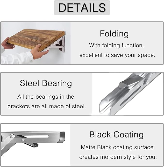 Folding Shelf Brackets 22 inch 4 Pcs Max. Load 440lb - Image 3