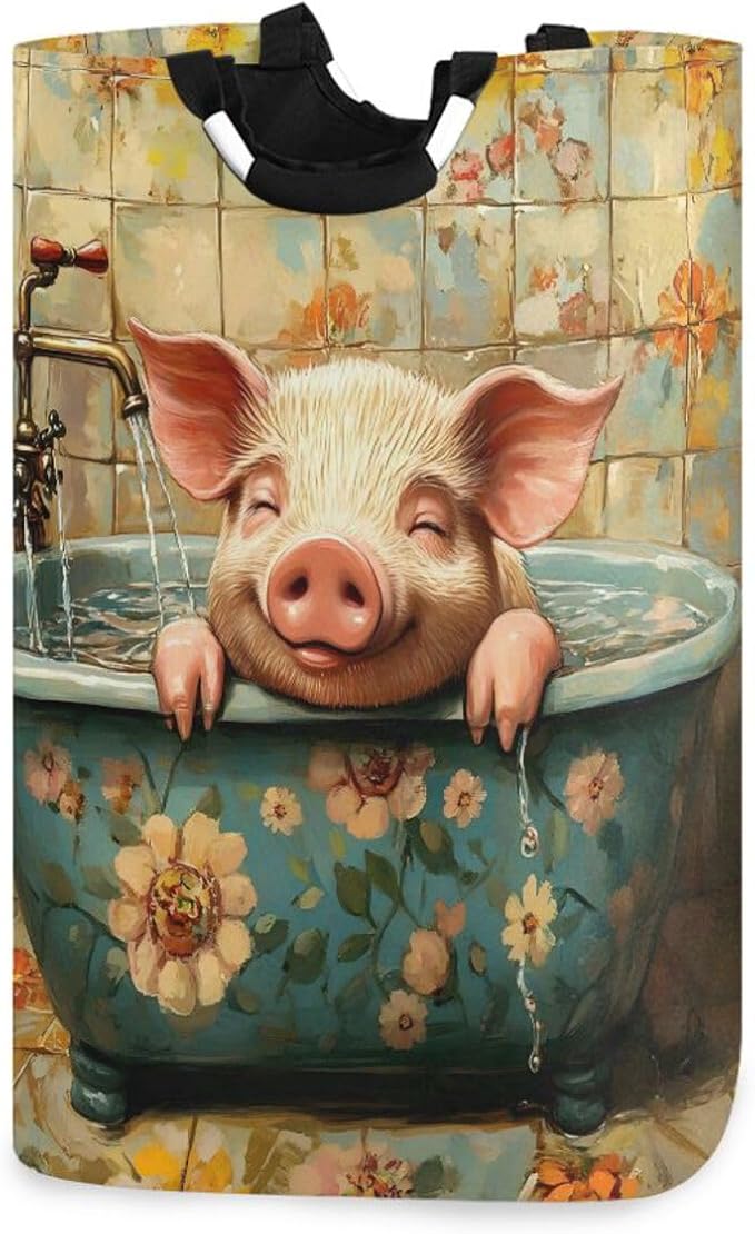 Sweet Pet Pig Retro Bathtub laundry baskets, collapsable and waterproof laundry by Unknown