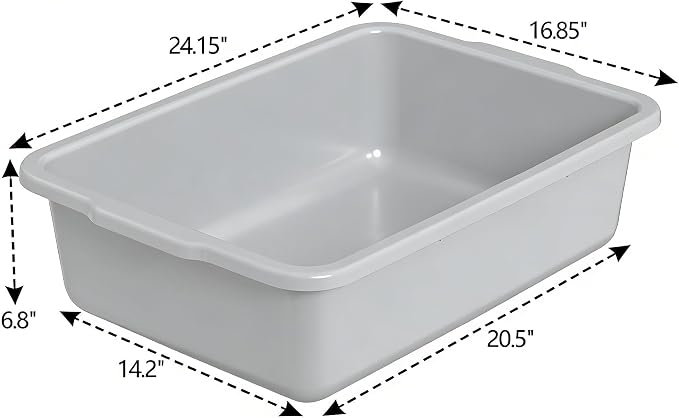 Commercial Bus Tub/Bus Box, 35 L Large Tote Box, 4 Packs Grey Plastic Storage - Image 2