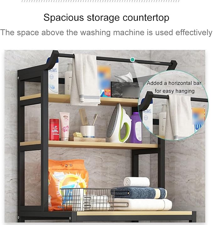 Laundry Room Shelves with Countertop, Simple Shelf, Floor-Standing Over Washer - Image 4