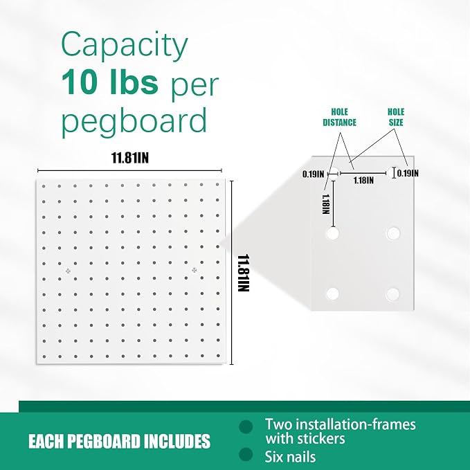 Peg Board Wall Organizer, 4 Metal Pegboard Panels - Image 6