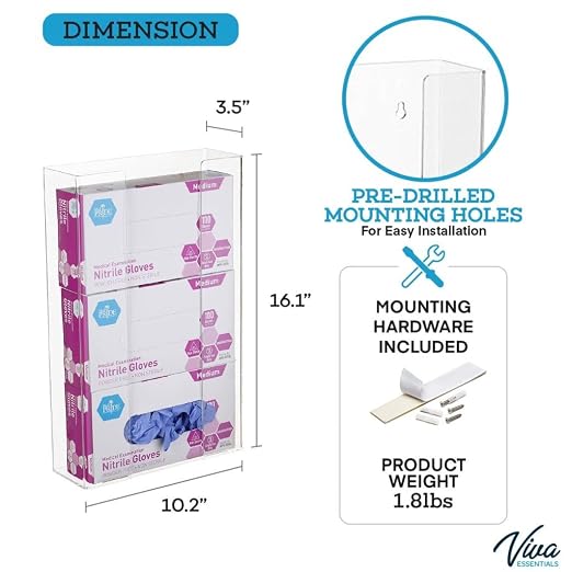AdirMed VivaEssentials Triple Glove Box Holder, Wall Mount or Free Standing - Image 4