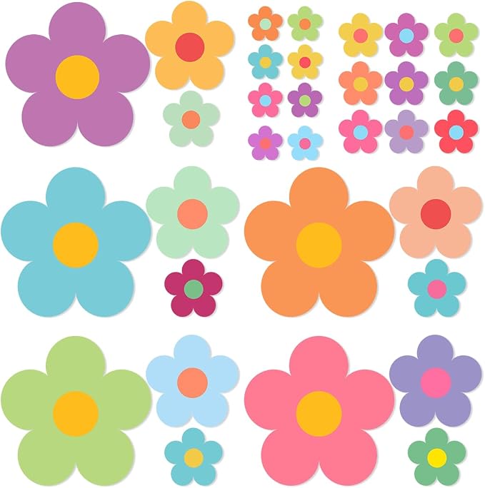 Pack 32 Sheets Colorful Flower Wall Sticker by rabowa