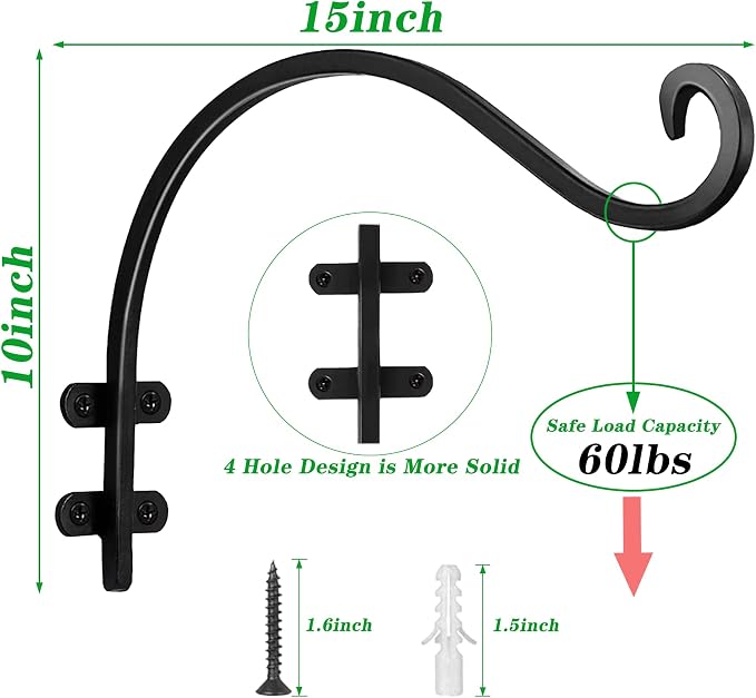 15 Inch Hanging Plant Hooks -Bird Feeder Hanger - Image 3