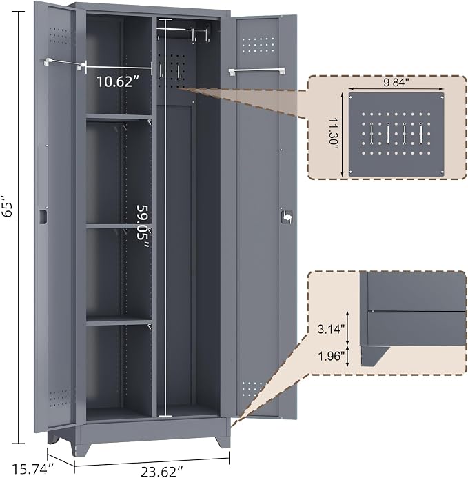 GREATMEET 65'' Metal Utility Storage Cabinet - Image 3