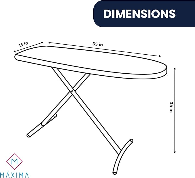 M Maxima | Ironing Board | Size 35x12'' | Retractable Wire Iron Rest | 4 Leg - Image 2