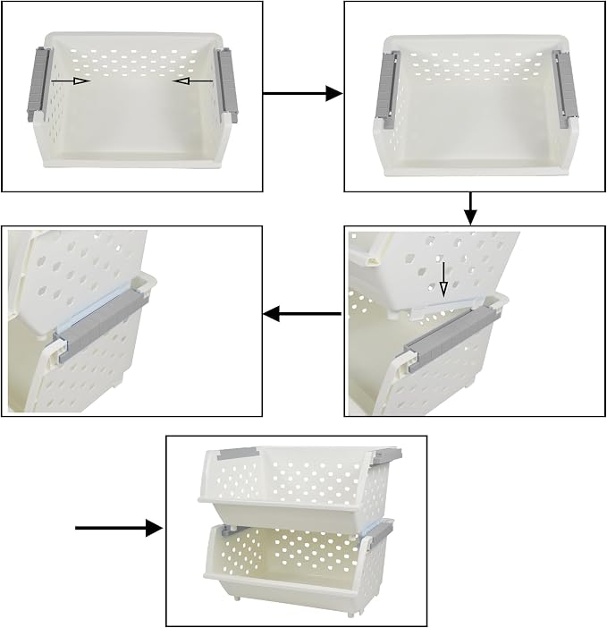 3-Pack Plastic Stackable Storage Basket - Image 4