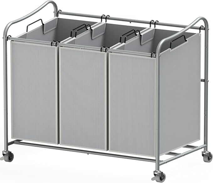 Simple Houseware Heavy-Duty 3-Bag Laundry Sorter Cart by SimpleHouseware