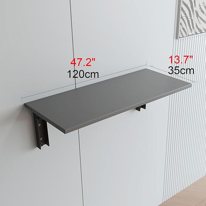 Folding Table with Metal Stand Laundry Room Wooden Wall Mounted Table - Image 3