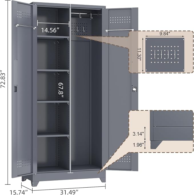 GREATMEET 72'' Metal Utility Storage Cabinet - Image 3