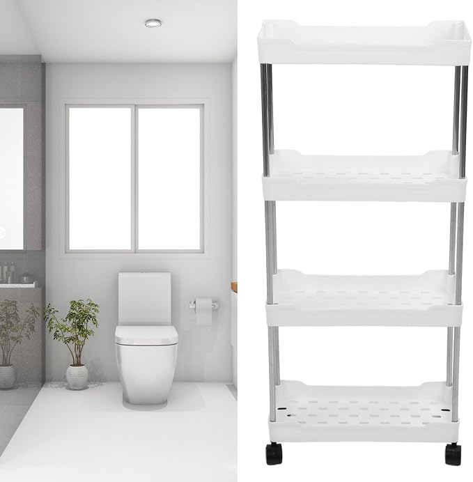 Slim Rolling Storage Cart, 4 Tier Slim Rolling Storage Cart - Image 5