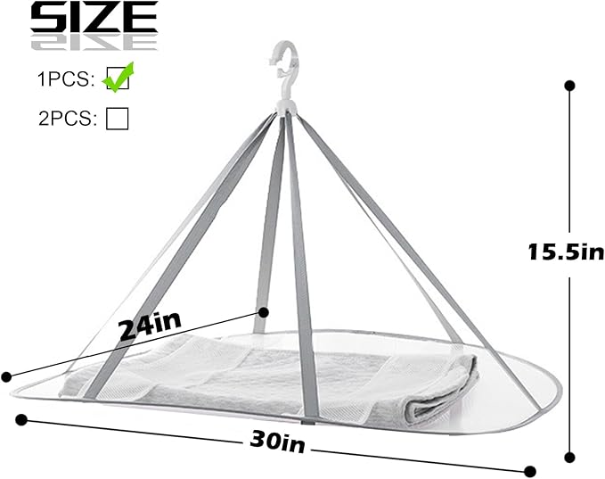 1 Tier Folding Mesh Clothes Drying Rack - Image 2