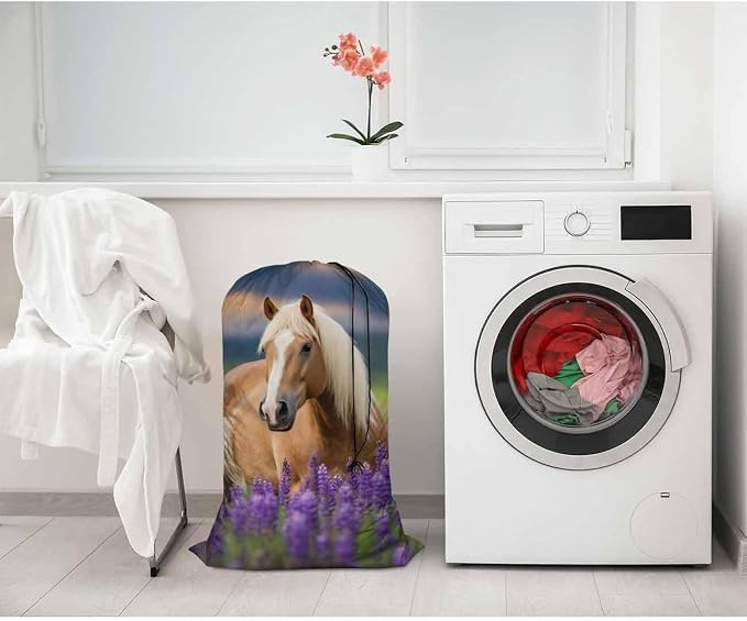 Swono Large Dirty Clothes Laundry Bag Palomino Horse - Image 2