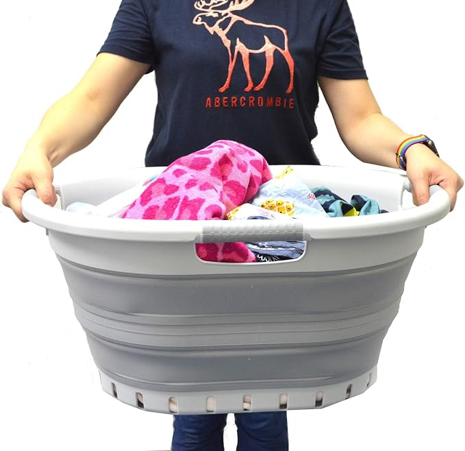 SAMMART 36L Collapsible Plastic 3 Handled Laundry Basket-Foldable Laundry - Image 6