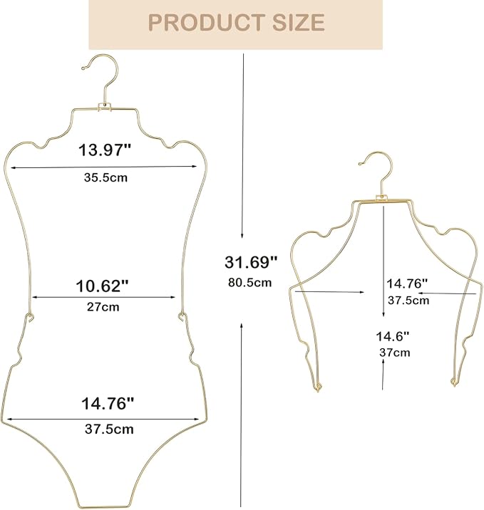 10Pack Gold Color Foldable Metal Bikini Hanger Full Body Shape Bathing Hanger - Image 2