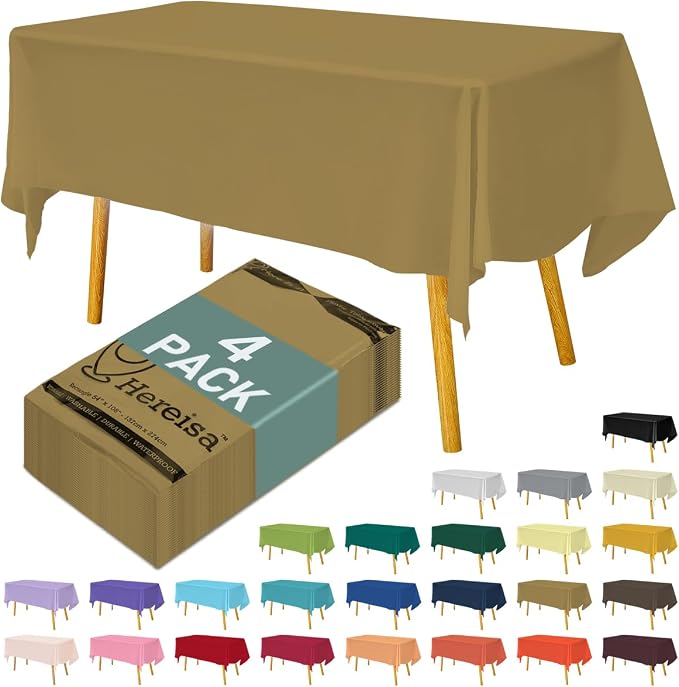 Disposable Plastic Tablecloth 54x108 Inch Rectangle by Hereisa