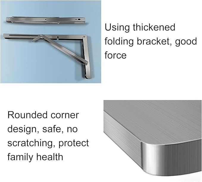 Stainless SteelWall Mounted Drop Leaf Table, Folding Wall Mounted Desk - Image 6