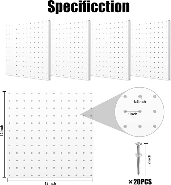 Peg Board, 4 Pack Metal Pegboard Panels White Pegboards Wall Organizer - Image 2