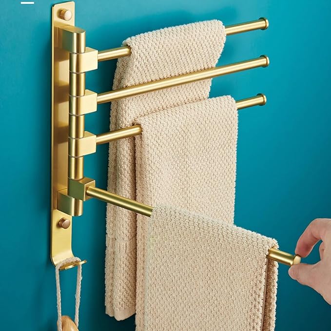Swivel Towel Rack Bar Rails for Bathroom, Wall Mounted Folding Arm Swing Out - Image 4