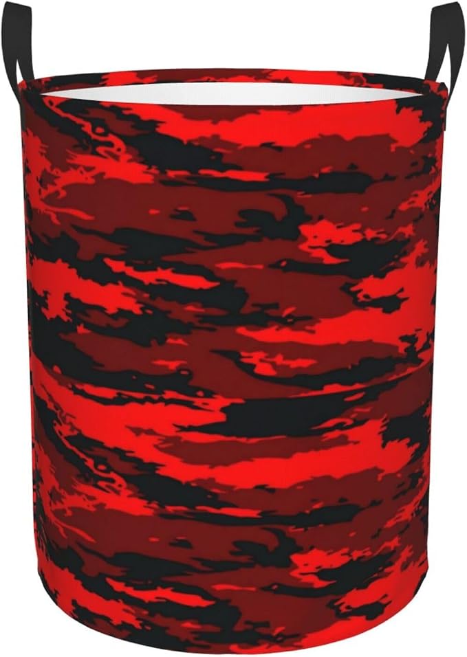 Red And Black Camouflage Laundry Hamper Bag - Image 9