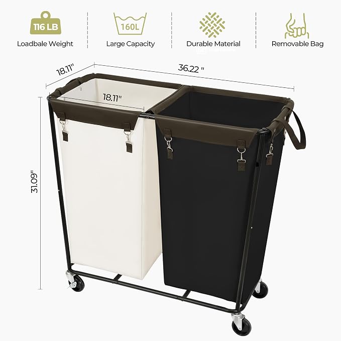 280L Rolling Laundry Basket - Image 3