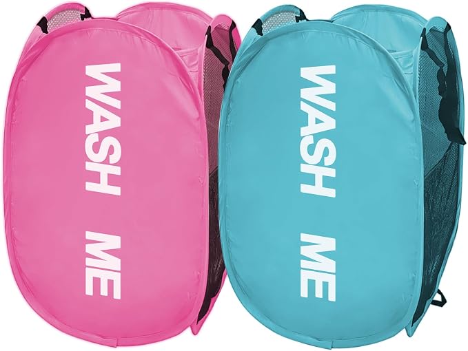 Mesh Popup Laundry Baskets, Collapsible Laundry Hampers, 2 Pack Clothes Hampers - Image 9