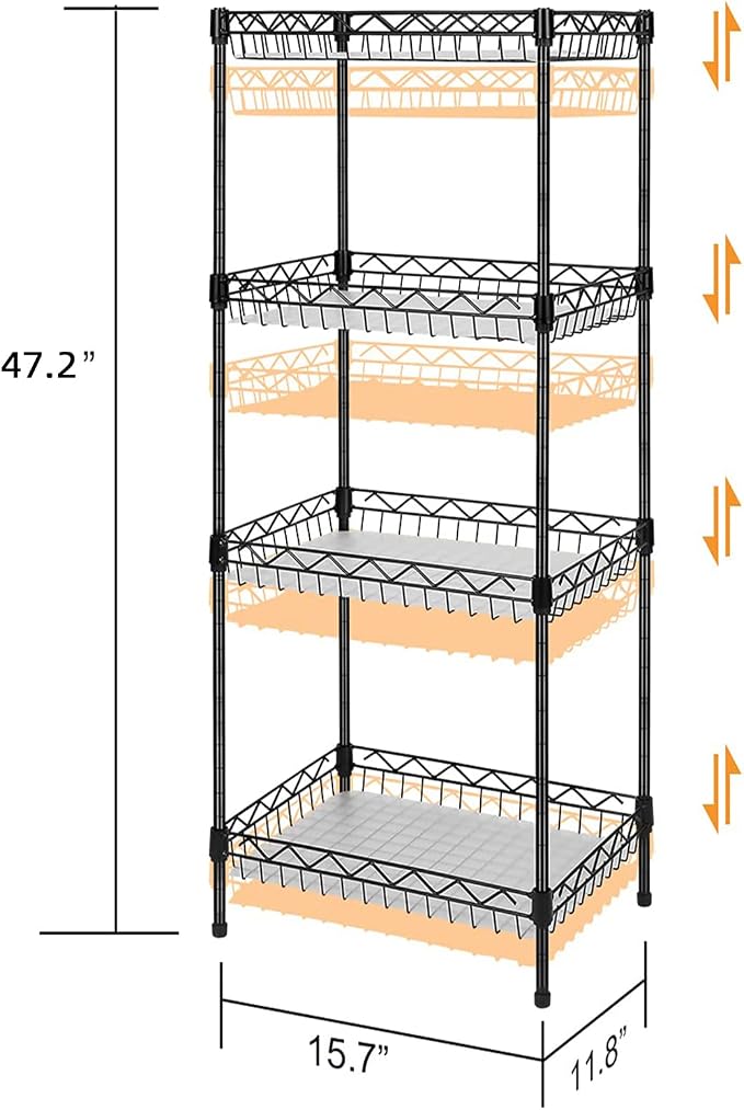 Storage Shelves, 4-Tier Wire Shelving Unit - Image 3