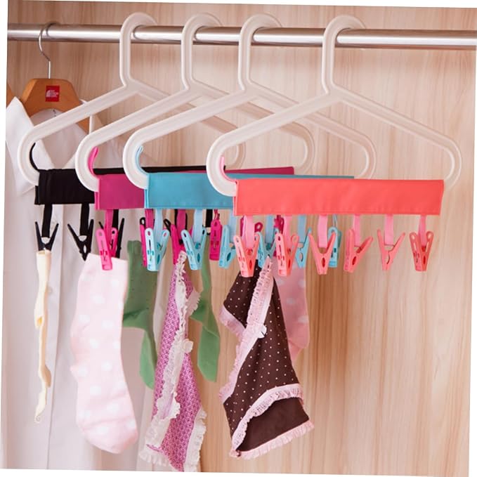 Amosfun 3pcs Portable Travel Clothesline Folding Laundry Hanger Rack Clips - Image 7