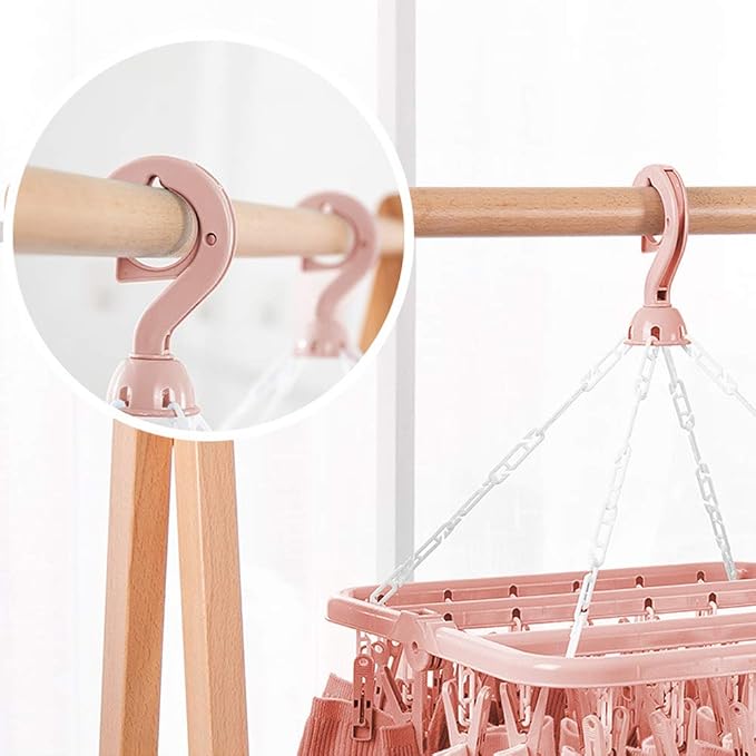 Clothes Drying Hanger with 32 Clips and Drip Foldable Hanging Rack - Image 3