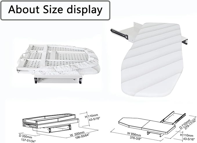 Wall-Mounted Ironing Board, 37.6"x13.7" 180° Rotating Foldable Ironing Station - Image 3