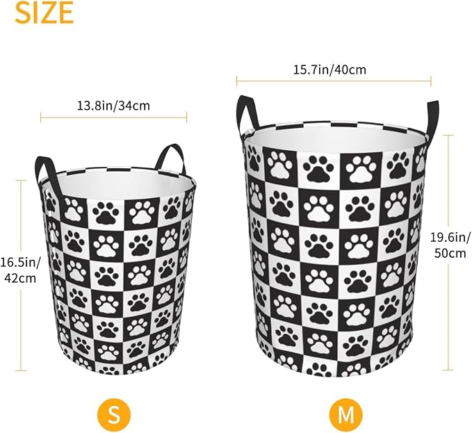 Black And White Dog Paws Laundry Hamper Bag - Image 4