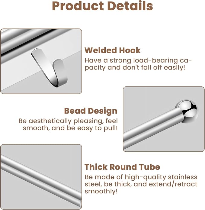 BUDOME 12.5" Valet Rod For Closet Pull Out Slide Out Adjustable Heavy Duty - Image 4