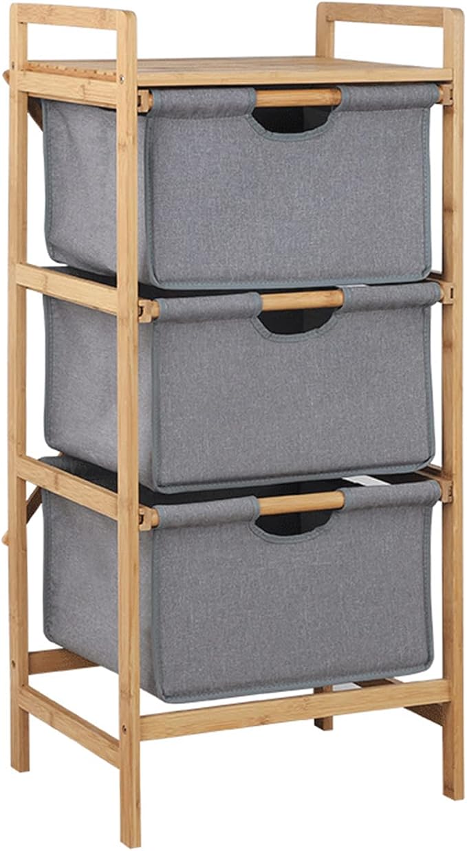 3-Tier Bamboo Drawers Unit, 3-Tier Storage Shelf - Image 6