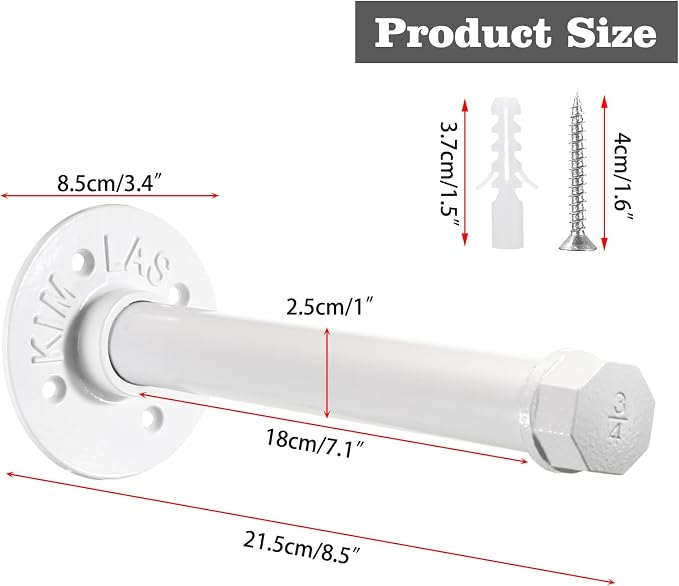 Sumnacon 2 Pcs 8 Inch Industrial Pipe Clothes Bar - Image 4