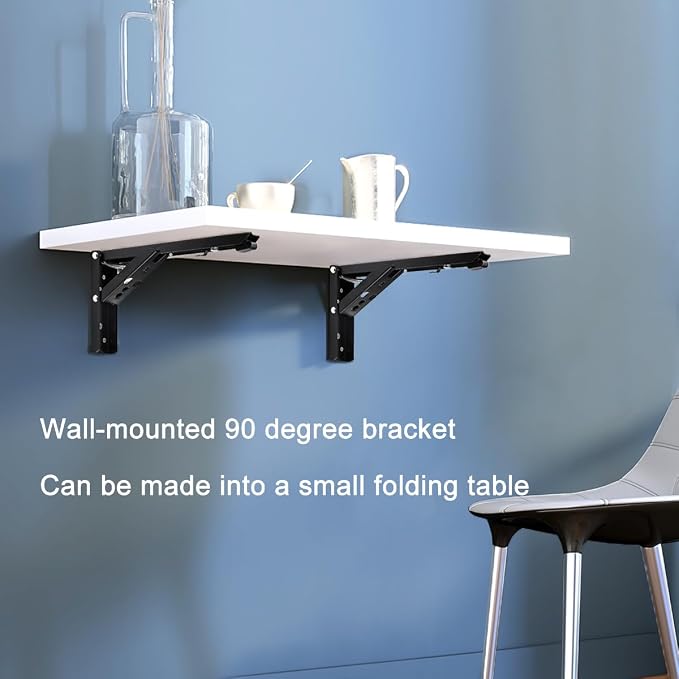 12 in Folding Shelf Hinges, 90 Degree Fold Down Table Wall Mounted Hinges - Image 2