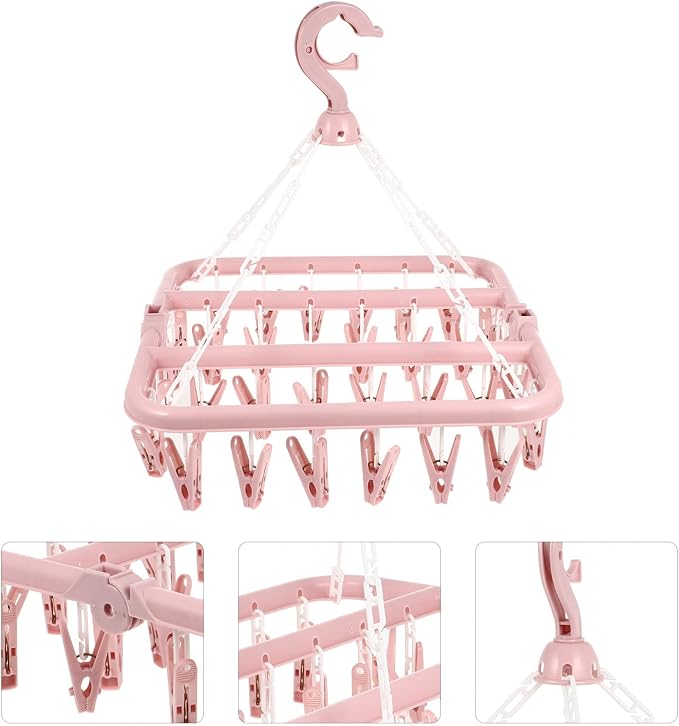 Strong Steel Spring Clip Drying Rack Rotating Hook Foldable - Image 9