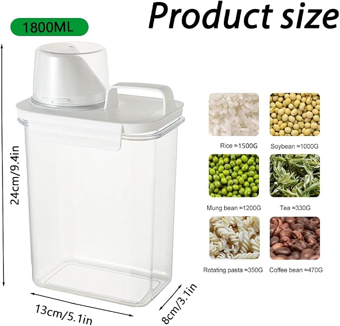 60.8OZ Clear Laundry Detergent Dispenser, Double Sealed Storage Container - Image 2