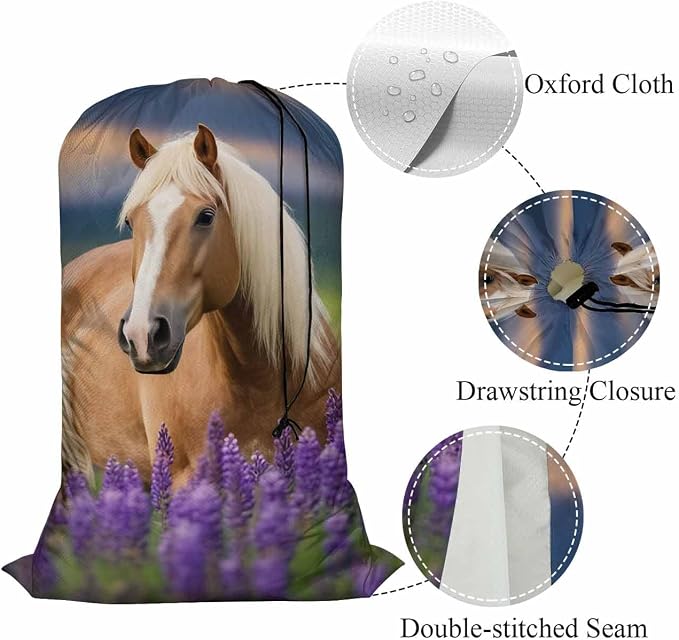 Swono Large Dirty Clothes Laundry Bag Palomino Horse - Image 4