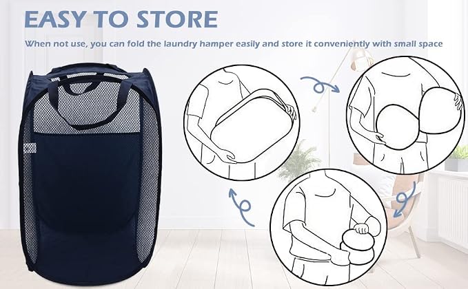 AQQA 6 Pcs Handy Laundry Collapsible Mesh Foldable Hampe, Popup Laundry Basket - Image 7