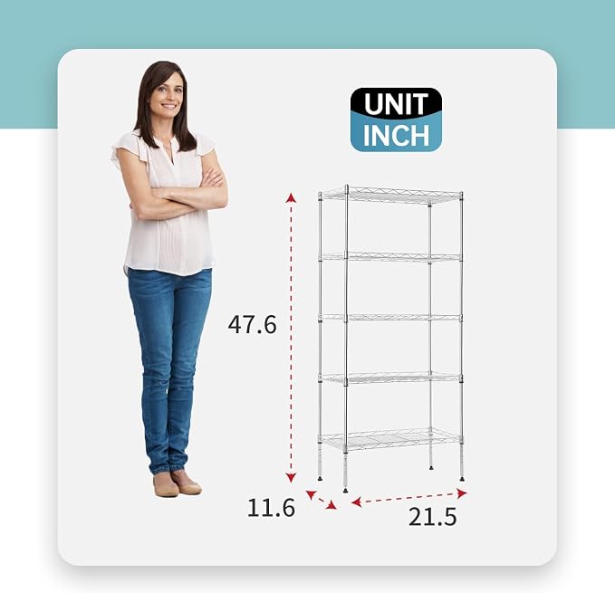 Meet perfect 5-Tier Wire Shelving Unit, NSF Certified Metal Storage Rack - Image 3